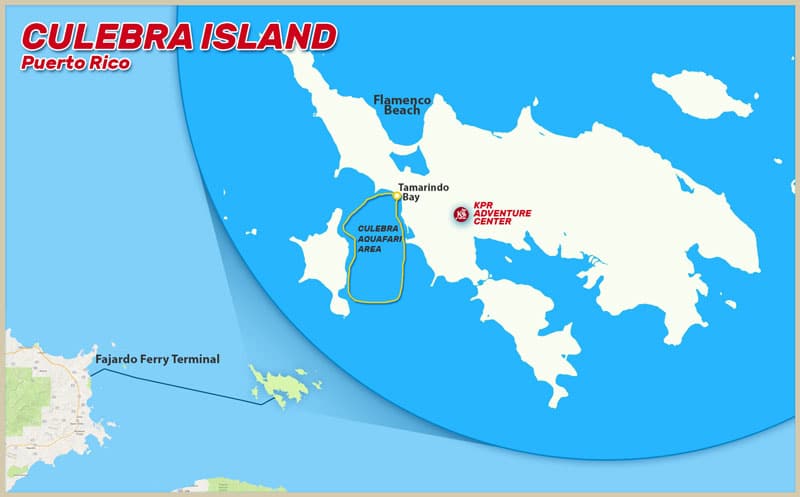 Culebra Island is a short ferry ride from Fajardo. Our tour takes you the best snorkeling site in Puerto Rico!