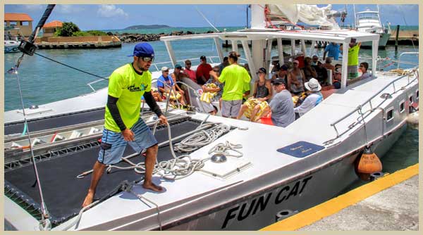 Catamaran ready for departure at the marina